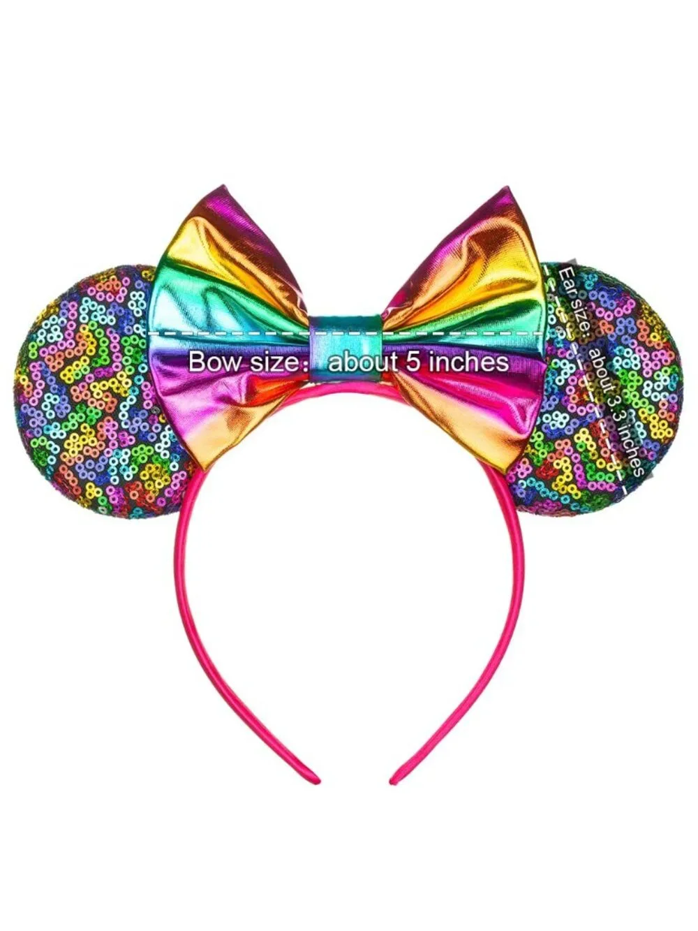 Women Rainbow-1 Shiny Bow Mickey Mouse Hair Headband For Cosplay